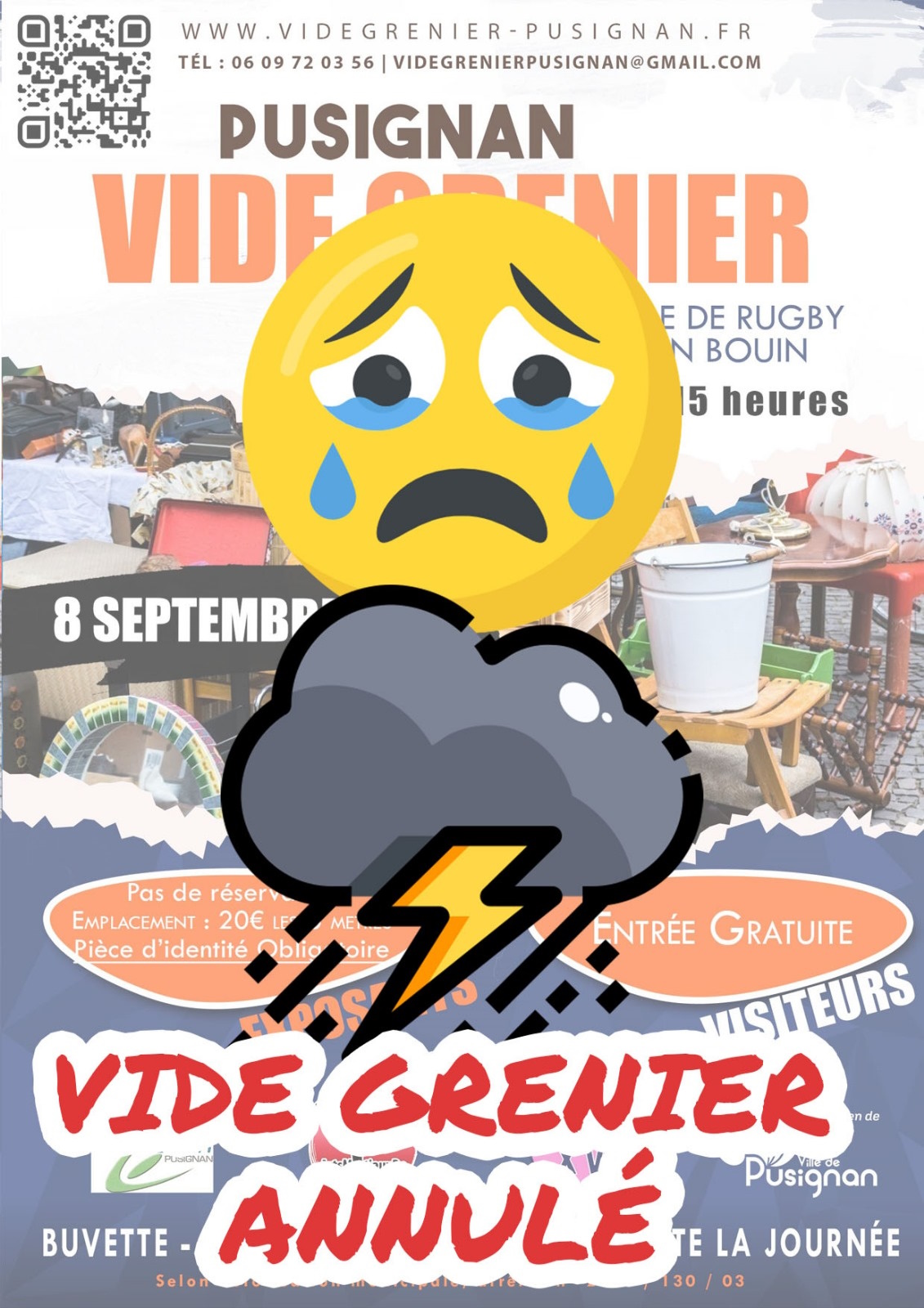 Annulation du vide grenier du 8 septembre 2024 - Orage !